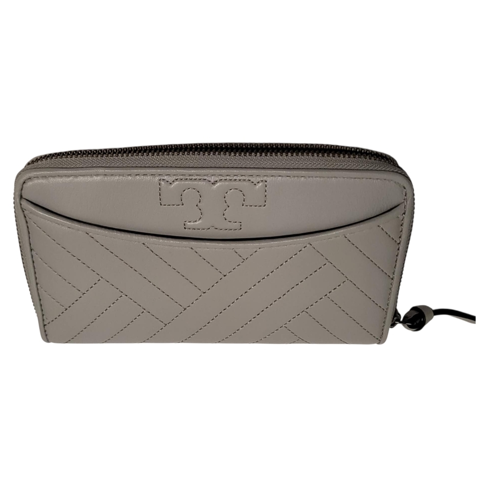 Tori Burch Alexa zip around Grey‎ Leather Wallet